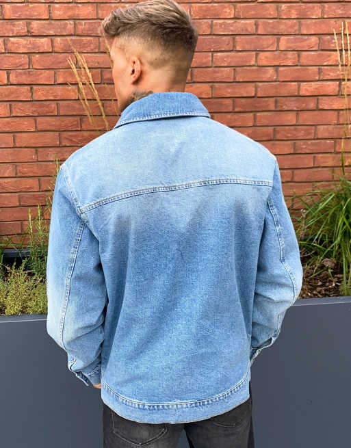 ASOS DESIGN harrington jacket in light blue