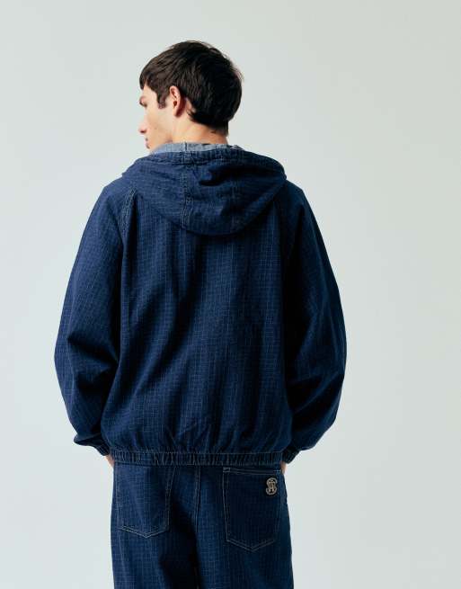 ASOS DESIGN - Oversized denim hoodie in blauw met ruit, deel van co-ord set, 5 van 5