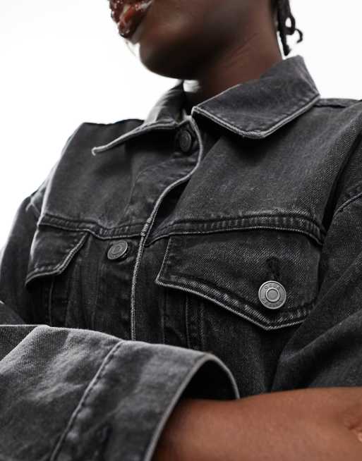 ASOS DESIGN - Oversized denim jack in jaren 90-stijl in zwart met wassing, 3 van 4