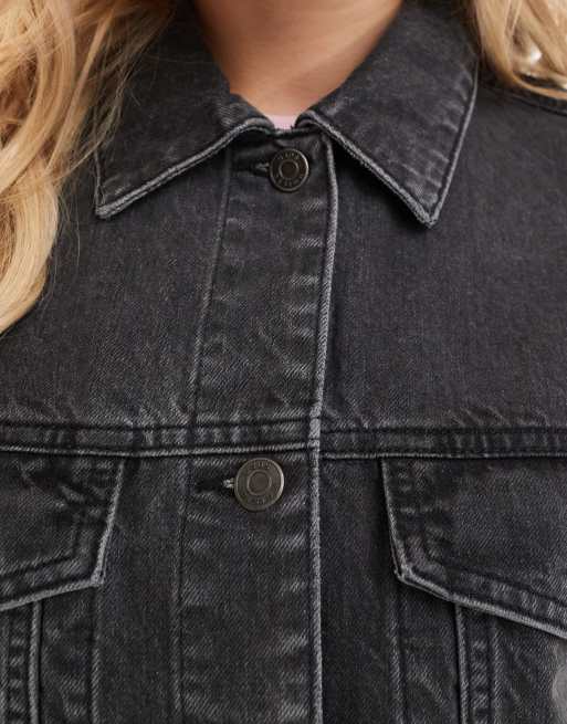 ASOS DESIGN - Oversized denim jack in jaren 90-stijl in zwart met wassing, 4 van 4