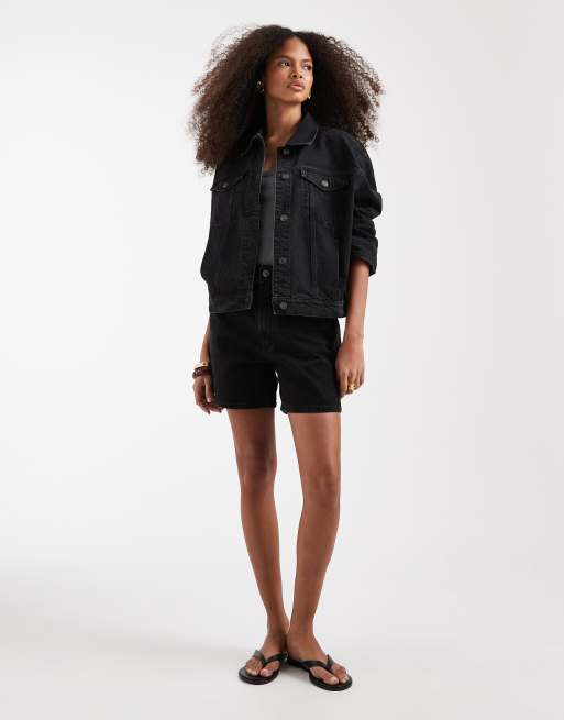 ASOS DESIGN - Oversized denim jack in jaren 90-stijl in zwart, 2 van 4