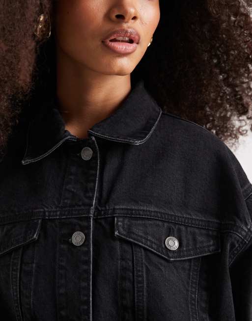ASOS DESIGN - Oversized denim jack in jaren 90-stijl in zwart, 4 van 4