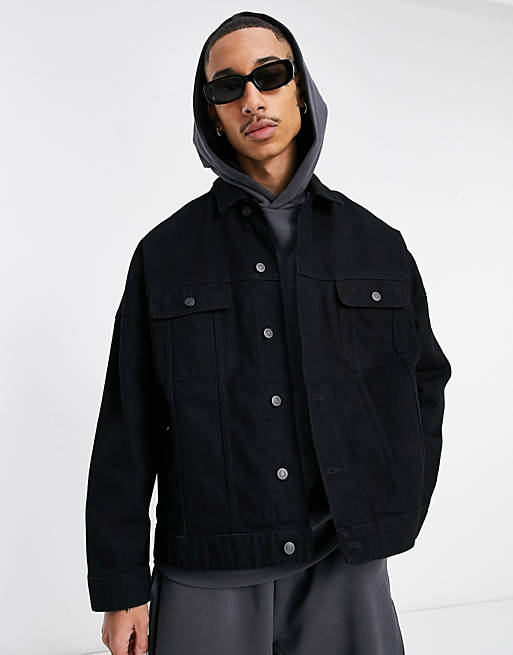 ASOS DESIGN oversized denim jacket in black