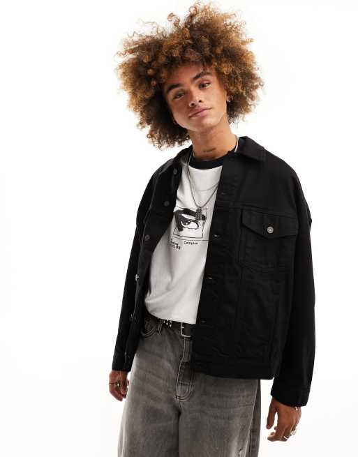 ASOS DESIGN oversized denim jacket in black