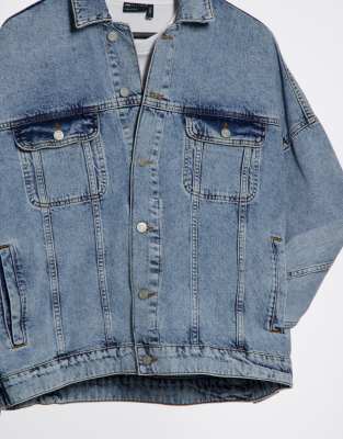 blue acid wash denim jacket