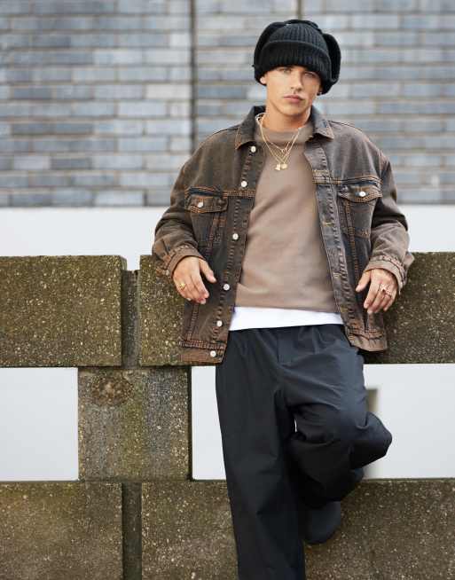 ASOS DESIGN oversized denim jacket in brown (part of a set) ASOS