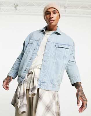 ASOS DESIGN oversized denim jacket in light wash blue - ASOS Price Checker