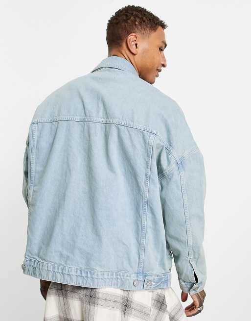 ASOS Denim Jacket In Washed Purple for Men