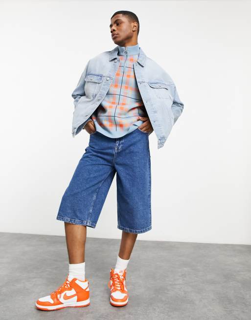 ASOS DESIGN oversized denim jacket in mid wash blue