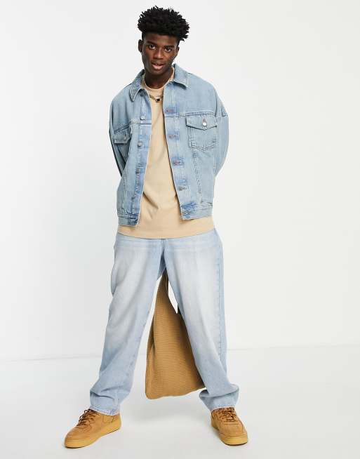 ASOS DESIGN oversized denim jacket in tinted light wash blue