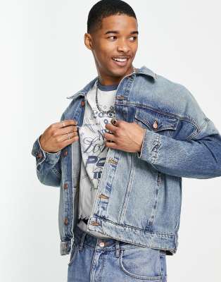 ASOS DESIGN oversized denim jacket in vintage mid wash - ASOS Price Checker