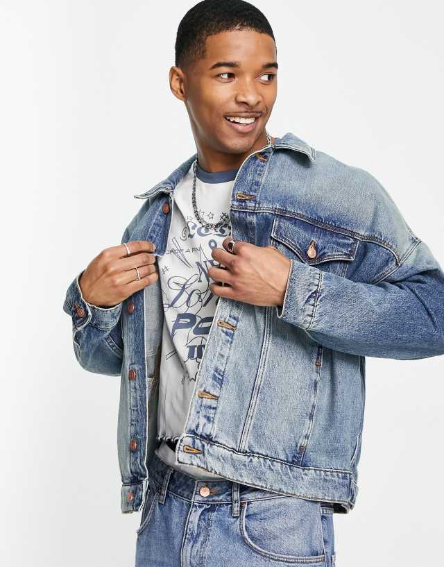 ASOS DESIGN oversized denim jacket in vintage mid wash