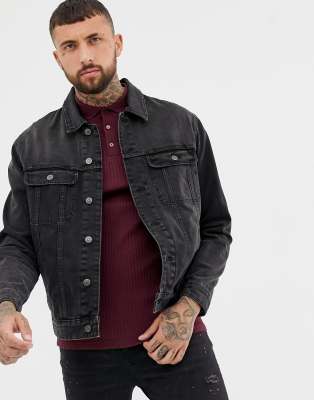 washed black denim jacket