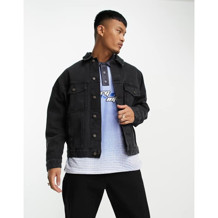 Oversized black 2024 jeans jacket