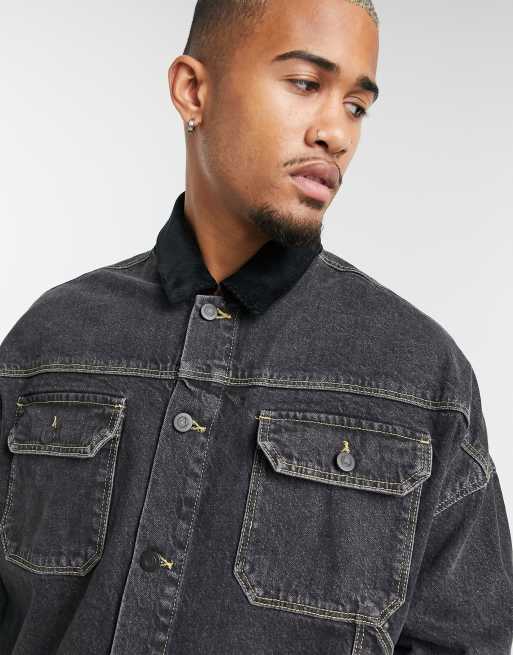 Black cord denim jacket sale