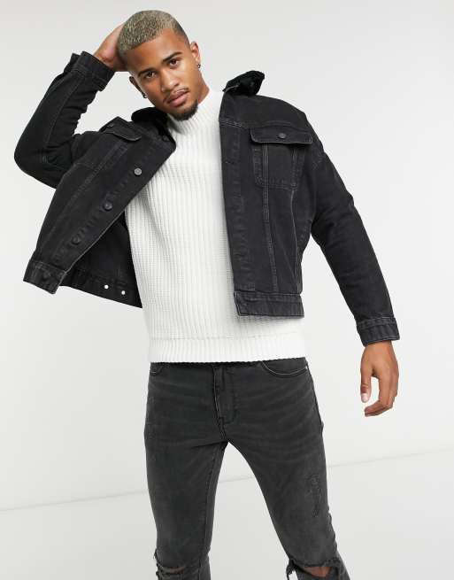 Asos men's black hot sale denim jacket