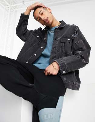 black denim jacket with rips