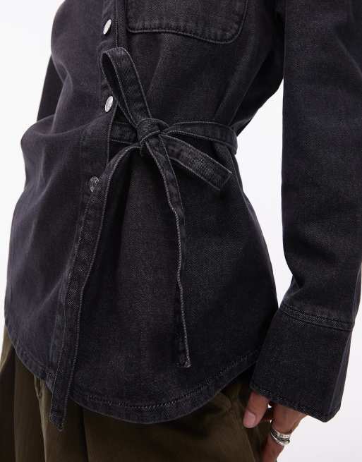 ASOS DESIGN - Oversized denim overhemd in zwart met wassing, 3 van 4
