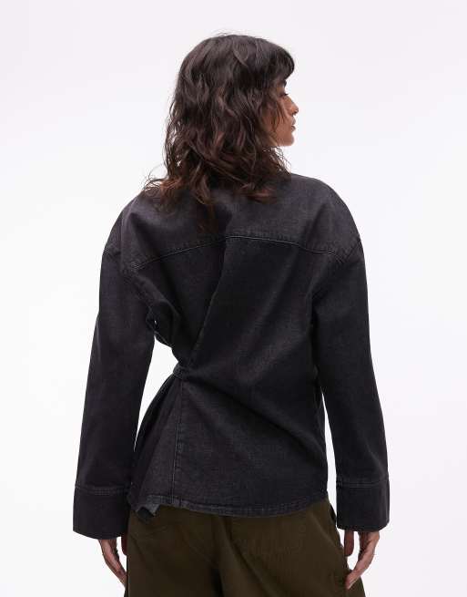ASOS DESIGN - Oversized denim overhemd in zwart met wassing, 4 van 4