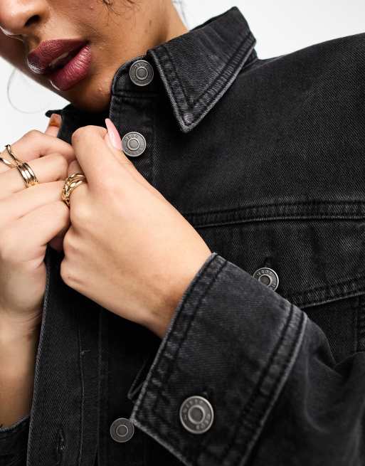 ASOS DESIGN oversized denim shacket in washed black | ASOS