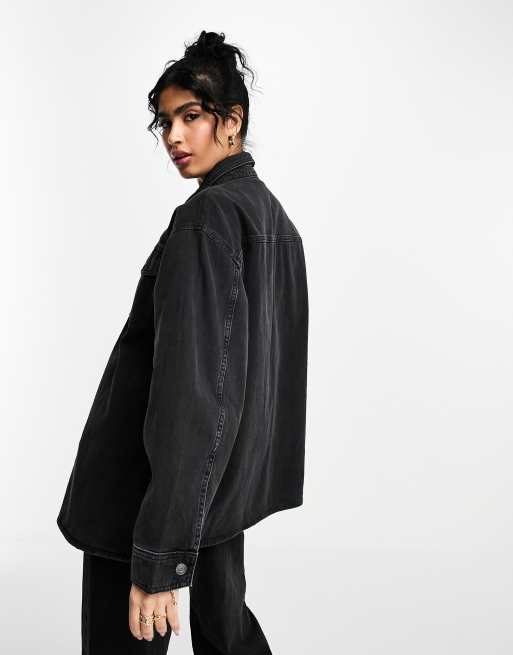 ASOS DESIGN oversized denim shacket in washed black ASOS