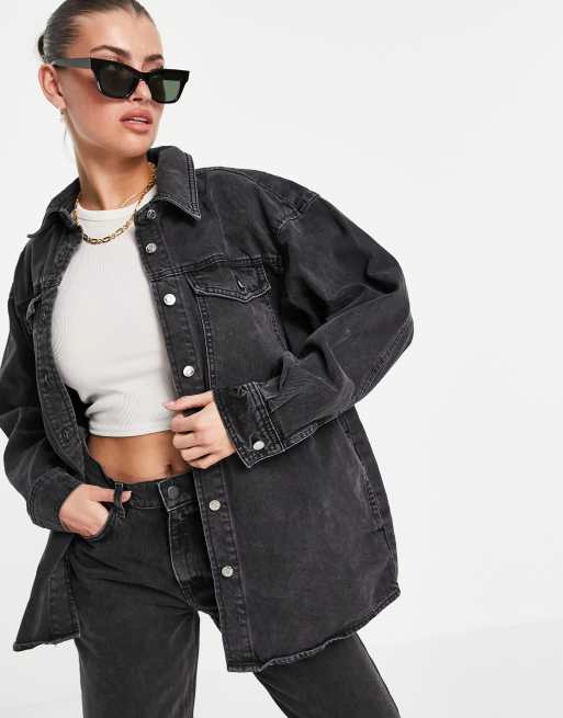 ASOS DESIGN oversized denim jacket in vintage dark wash - ShopStyle