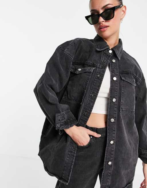 Asos oversized black denim jacket best sale