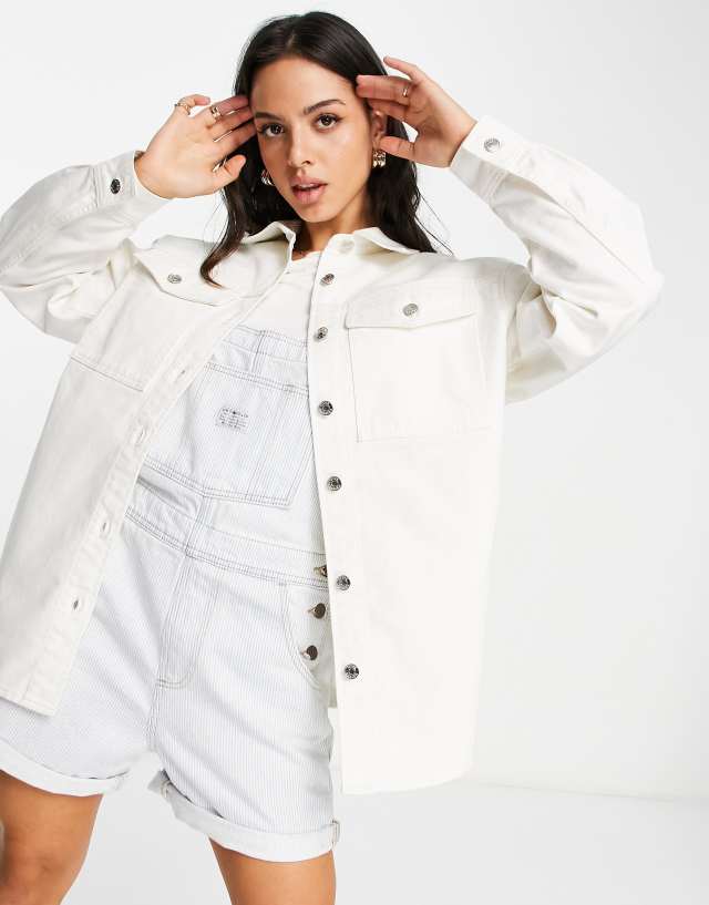 ASOS DESIGN oversized denim shacket in white