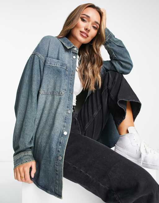ASOS DESIGN oversized denim shirt in dirty wash | ASOS