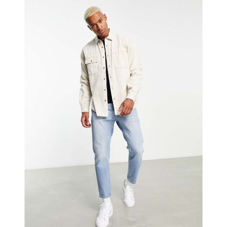 ASOS DESIGN oversized denim shirt in ecru