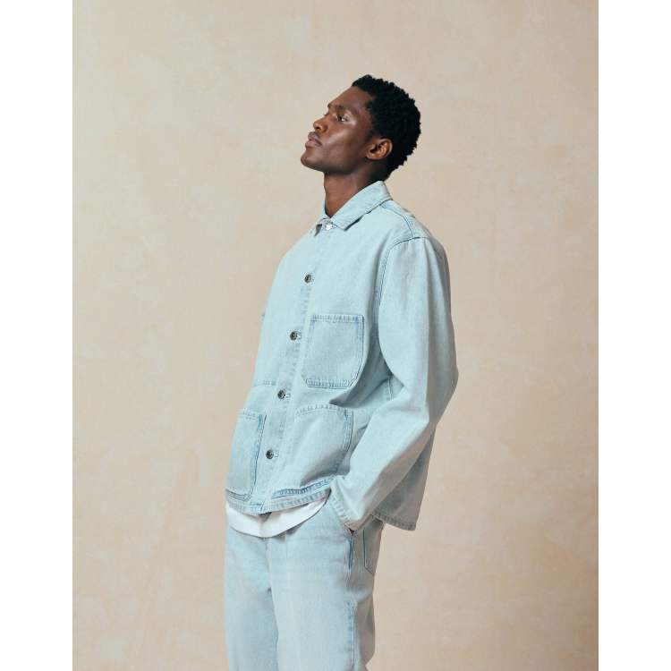ASOS DESIGN oversized denim shirt in light wash blue - part of a
