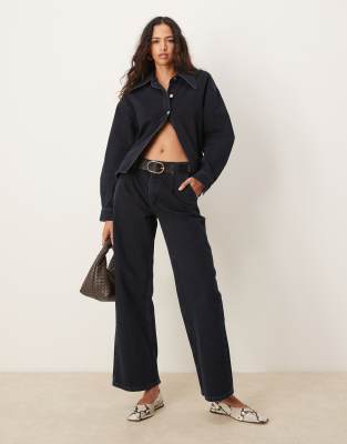 asos design oversized denim shirt with elongated collar