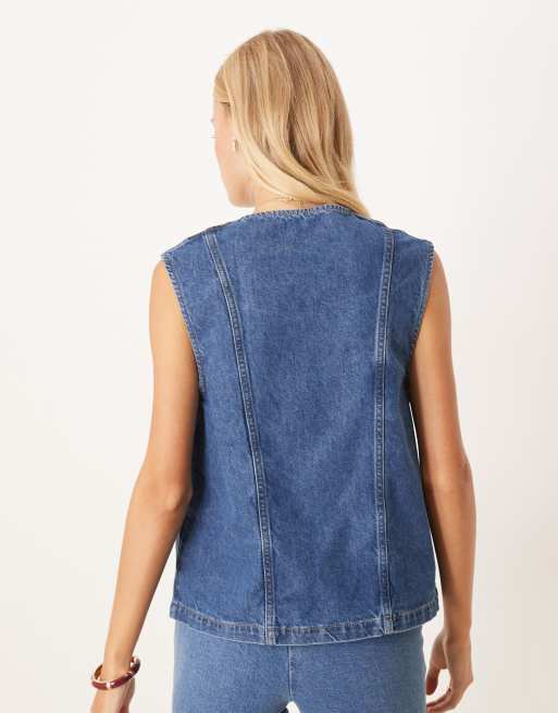 ASOS DESIGN oversized denim vest in indigo wash