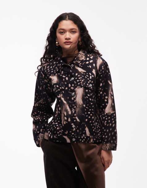 ASOS DESIGN oversized denim western jacket in animal print