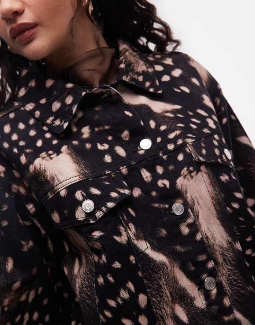ASOS DESIGN oversized denim western jacket in animal print, 4 of 4