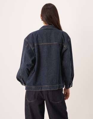Asos Design Oversized Denim Western Jacket In Multi