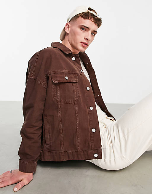 ASOS DESIGN oversized denim western jacket in brown