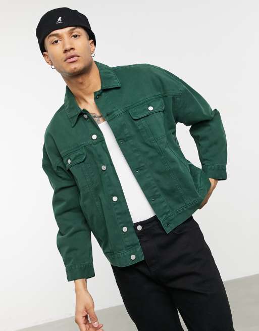 ASOS DESIGN oversized denim western jacket in green