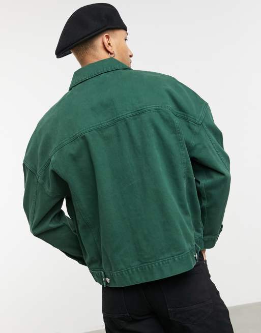 ASOS DESIGN oversized denim western jacket in green