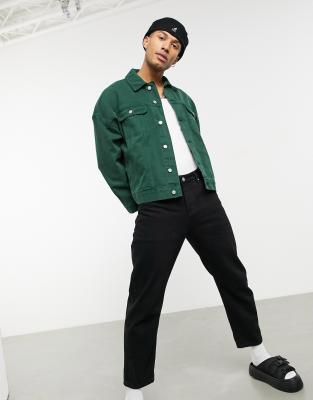 green shirt denim jacket