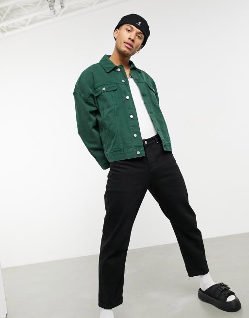 ASOS DESIGN oversized denim western jacket in green