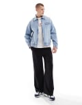 [ASOS DESIGN] ASOS DESIGN oversized denim worker jacket in light wash blue XS Light wash blue