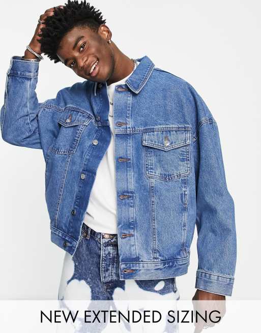 ASOS DESIGN - Oversized denimjakke i blå mellemvask