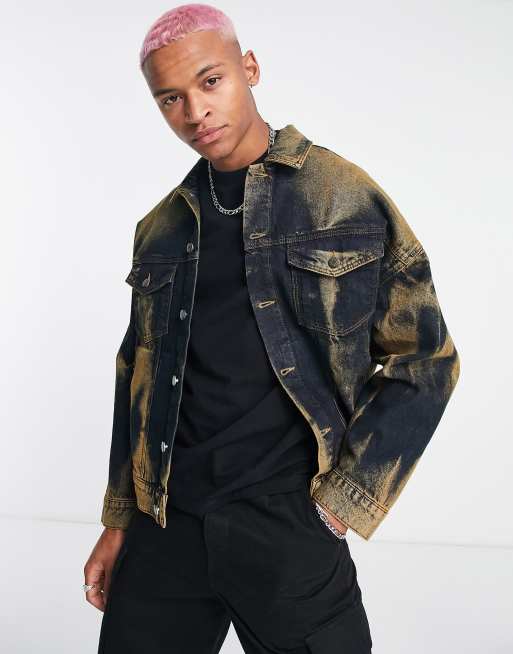 ASOS DESIGN - Oversized denimjakke i brun vask
