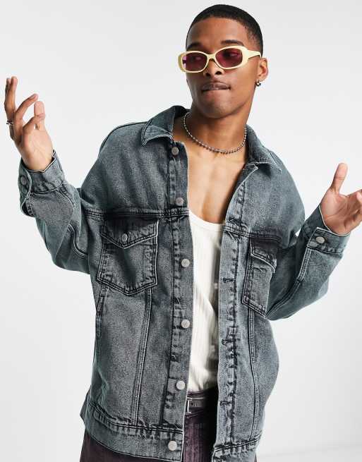 ASOS DESIGN - Oversized denimjakke i grøn vask