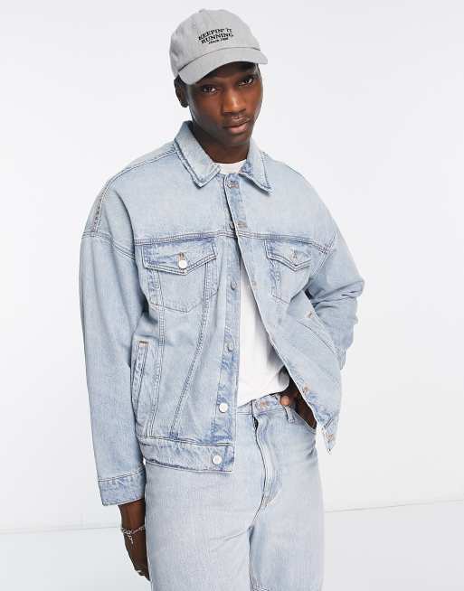 ASOS DESIGN - Oversized denimjakke i lys 90'er-vask - Del af sæt