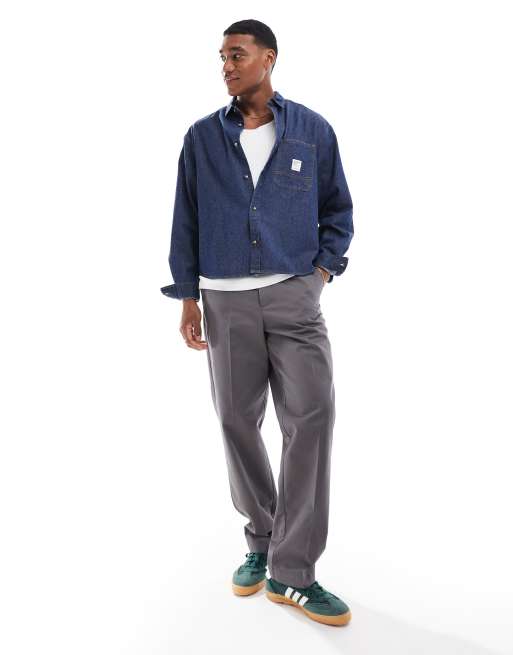 ASOS DESIGN - Oversized denimskjorte med mærkedetalje i blå i firkantet pasform , 3 af 4