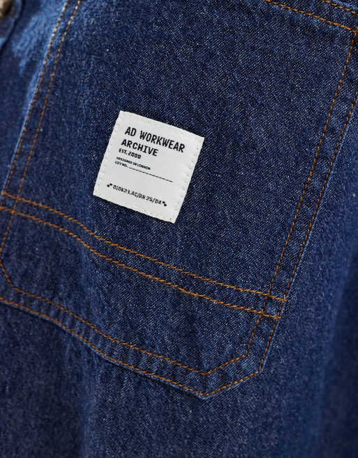 ASOS DESIGN - Oversized denimskjorte med mærkedetalje i blå i firkantet pasform , 4 af 4