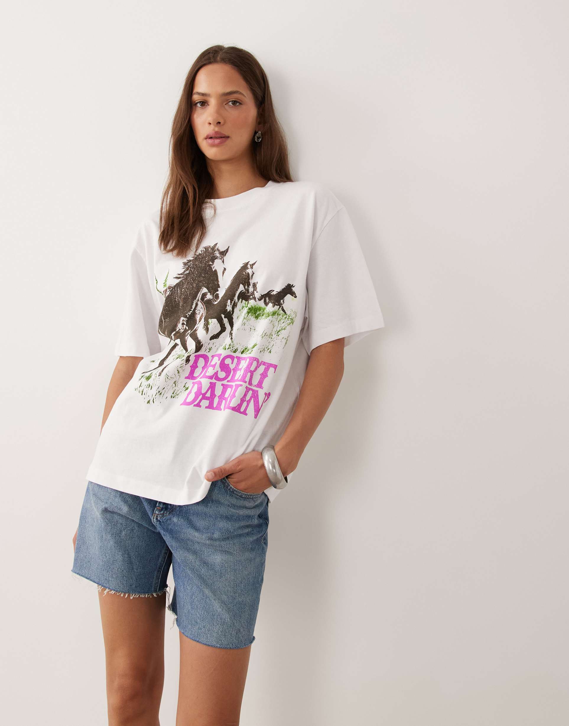 asos design oversized desert darlin' graphic top in white