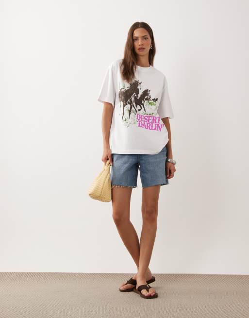ASOS DESIGN oversized Desert Darlin' graphic top in white, 3 of 4